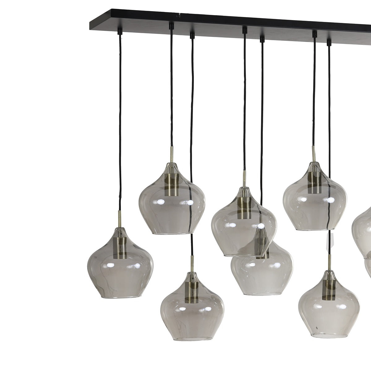 Rakel 10 Pendant Light - Antique Bronze & Smoked Glass