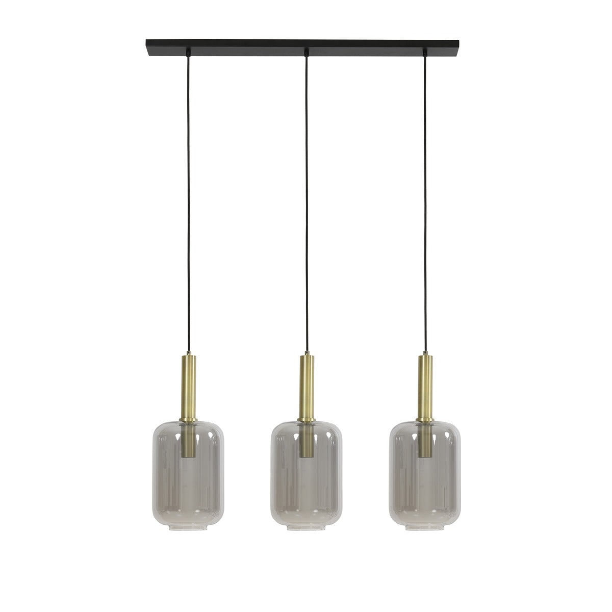 Lekar 3 Light Pendant Light - Antique Bronze & Smoked Glass