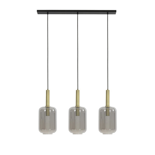Lekar 3 Light Pendant Light - Antique Bronze & Smoked Glass