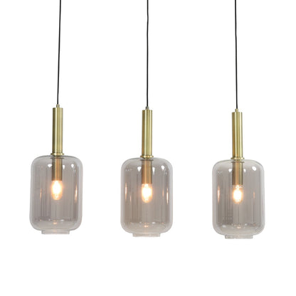 Lekar 3 Light Pendant Light - Antique Bronze & Smoked Glass