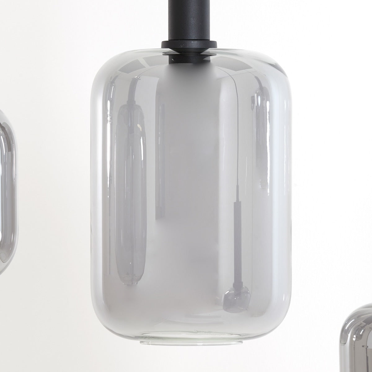 Lekar 5 Light Pendant Light - Black & Smoked Glass