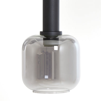 Lekar 5 Light Pendant Light - Black & Smoked Glass