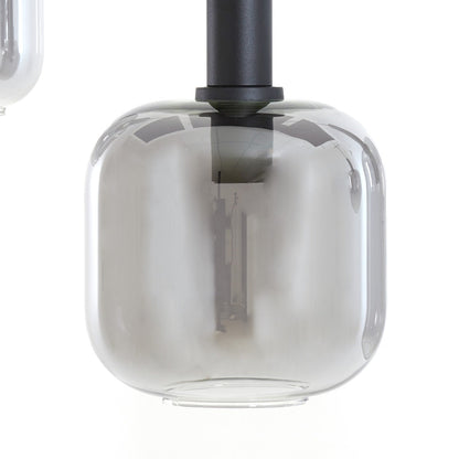 Lekar 5 Light Pendant Light - Black & Smoked Glass