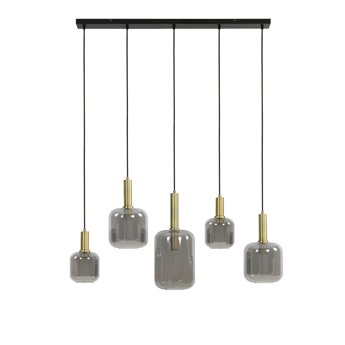 Lekar 5 Light Pendant Light - Antique Bronze & Smoked Glass