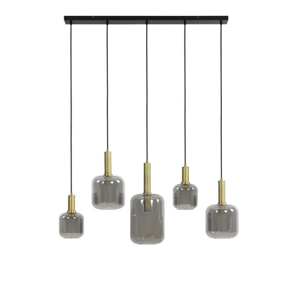 Lekar 5 Light Pendant Light - Antique Bronze & Smoked Glass