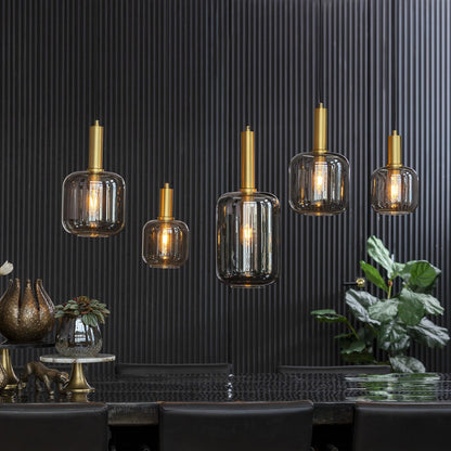 Lekar 5 Light Pendant Light - Antique Bronze & Smoked Glass