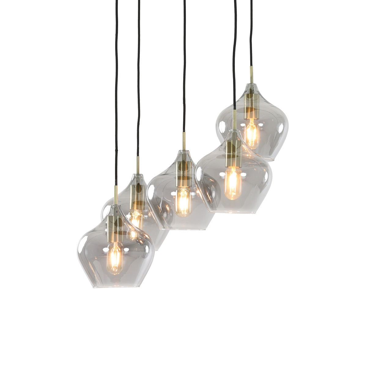 Rakel 5 Pendant Light - Antique Bronze & Smoked Glass