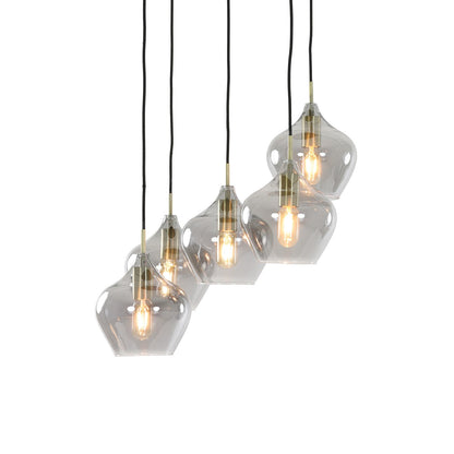 Rakel 5 Pendant Light - Antique Bronze & Smoked Glass