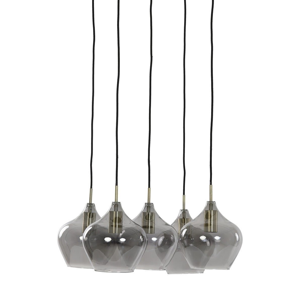 Rakel 5 Pendant Light - Antique Bronze & Smoked Glass