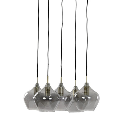 Rakel 5 Pendant Light - Antique Bronze & Smoked Glass
