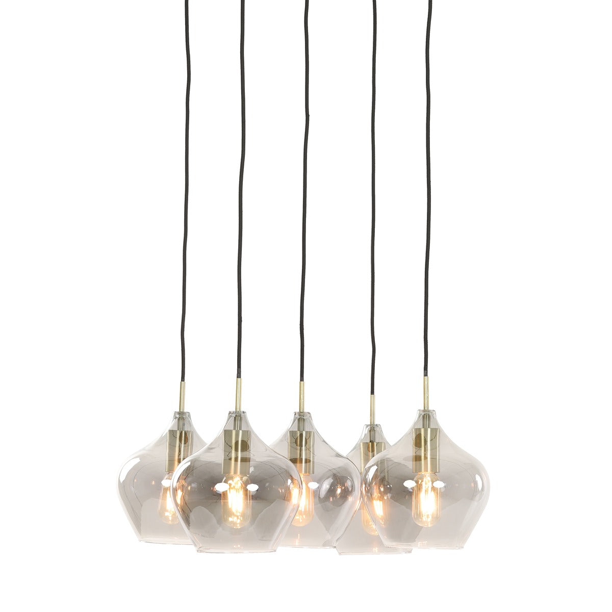 Rakel 5 Pendant Light - Antique Bronze & Smoked Glass