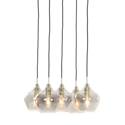 Rakel 5 Pendant Light - Antique Bronze & Smoked Glass