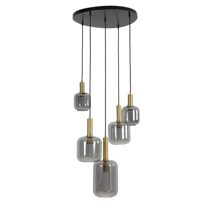 Lekar 5 Pendant Light - Antique Bronze & Smoked Glass