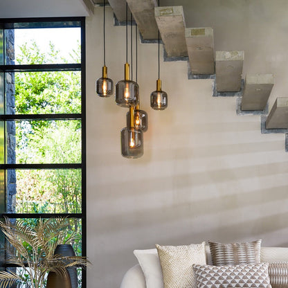 Lekar 5 Pendant Light - Antique Bronze & Smoked Glass