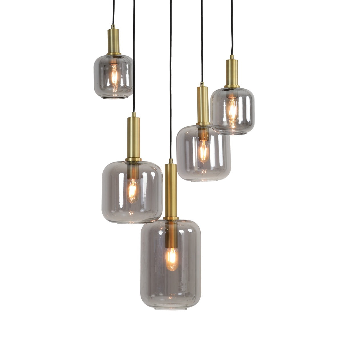 Lekar 5 Pendant Light - Antique Bronze & Smoked Glass