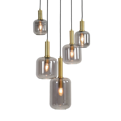 Lekar 5 Pendant Light - Antique Bronze & Smoked Glass