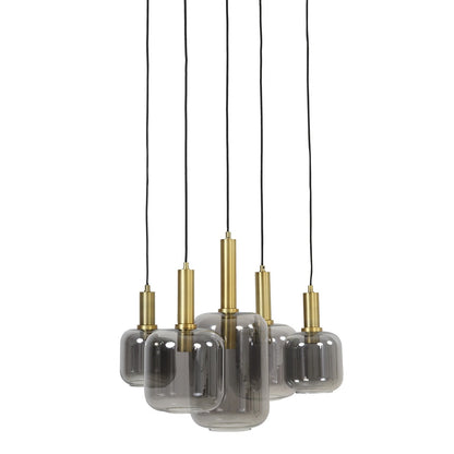 Lekar 5 Pendant Light - Antique Bronze & Smoked Glass