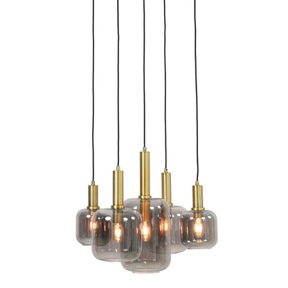 Lekar 5 Pendant Light - Antique Bronze & Smoked Glass