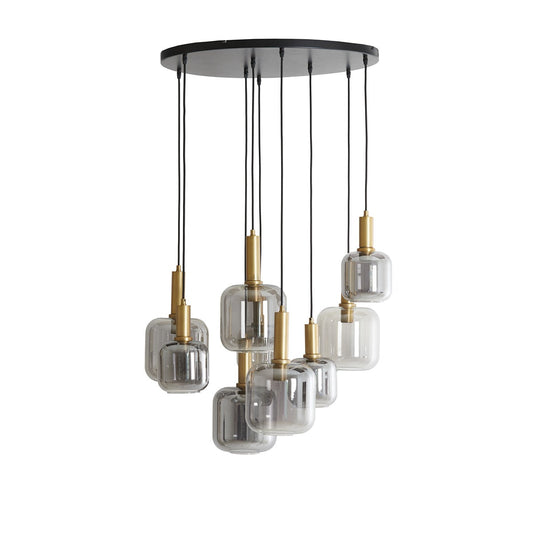 Lekar 9 Pendant Light - Antique Bronze & Smoked Glass