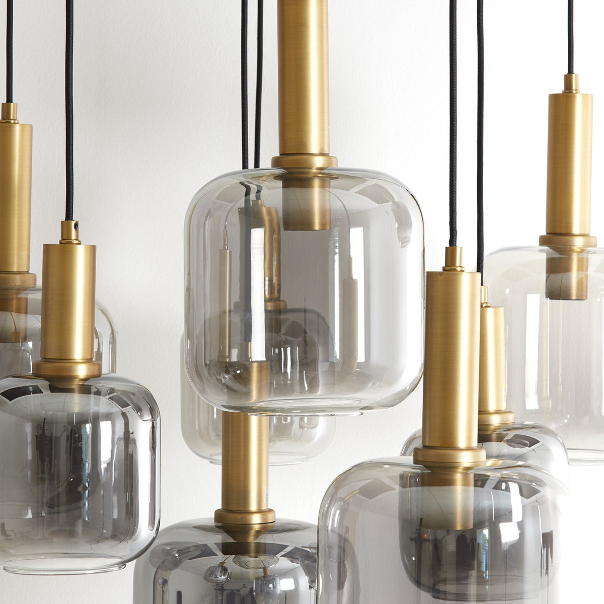 Lekar 9 Pendant Light - Antique Bronze & Smoked Glass