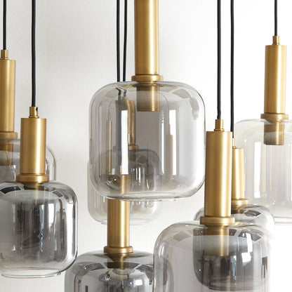 Lekar 9 Pendant Light - Antique Bronze & Smoked Glass