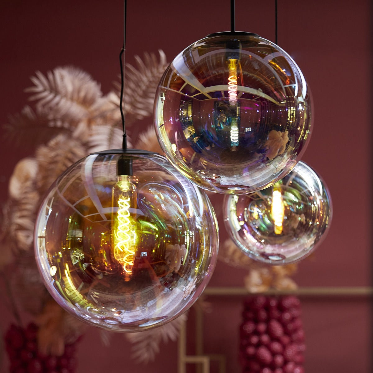 Medina Pendant Light - Black & Rainbow Glass