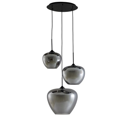 Mayson 3 Light Pendant Light - Matte Black & Smoked Glass