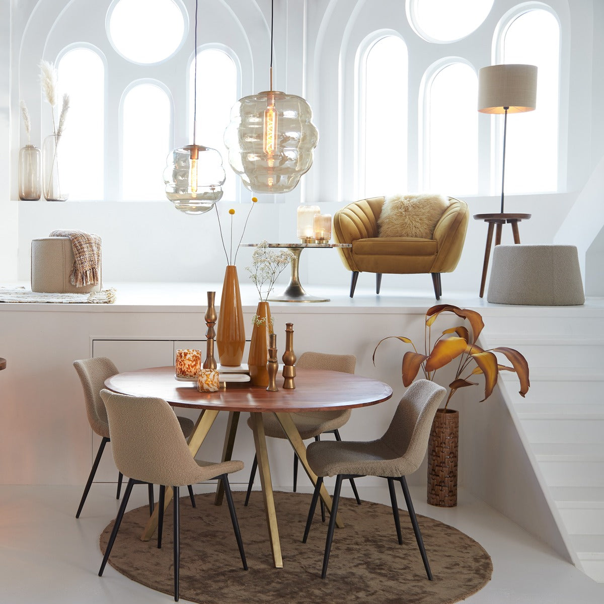 Misty Pendant Light - Gold & Amber