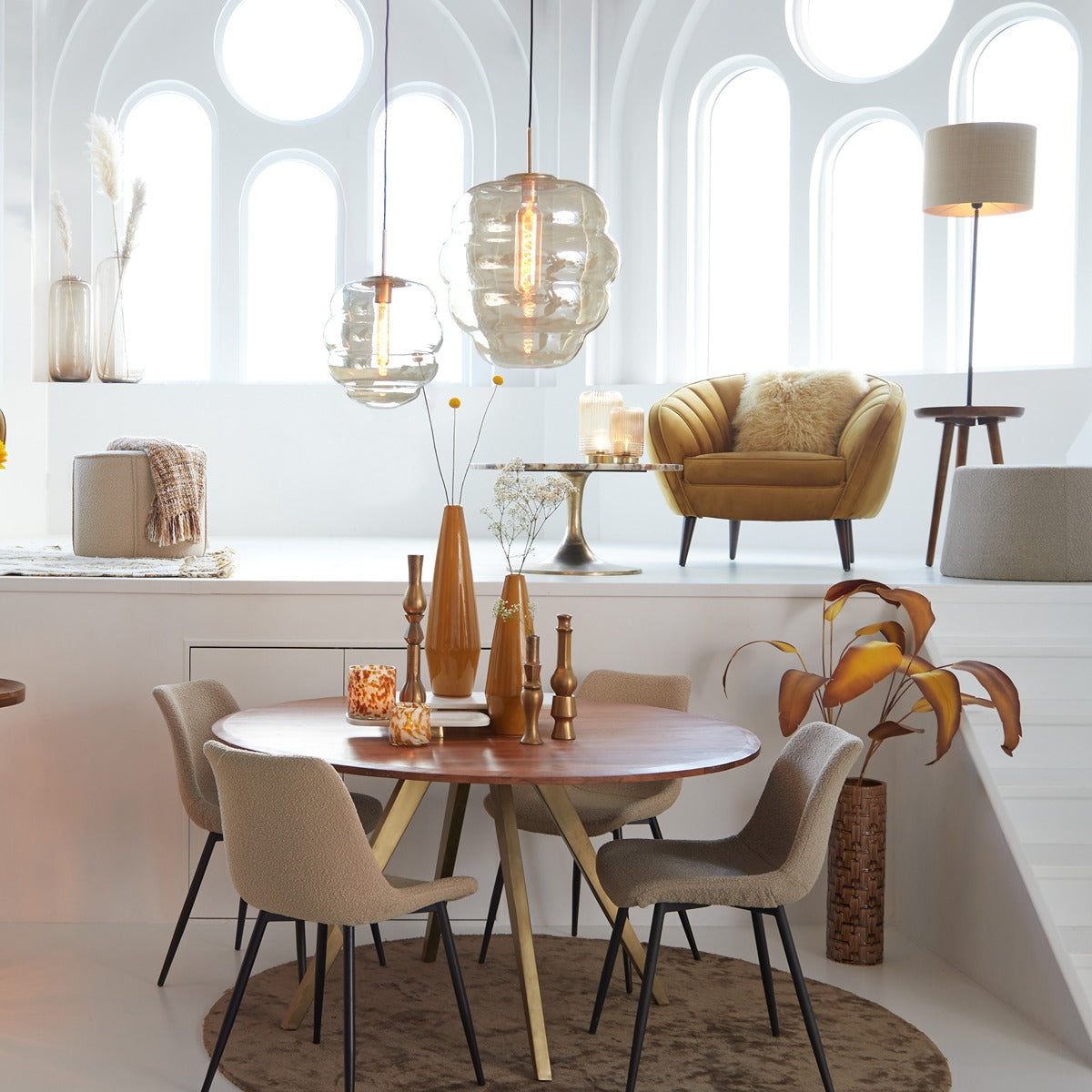 Misty Pendant Light - Gold & Amber