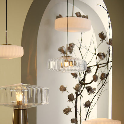 Pleat Pendant Light - Gold & Matte White