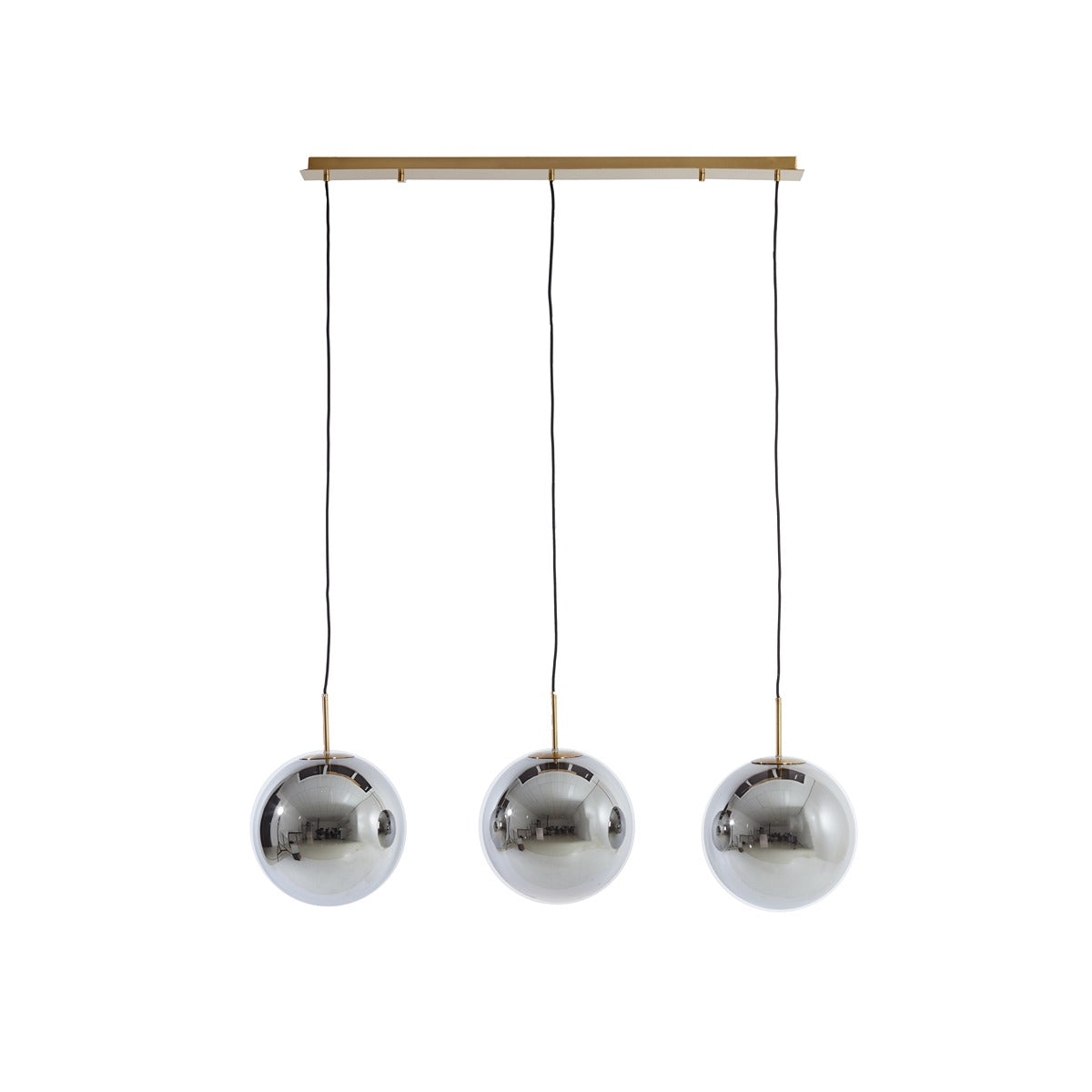 Medina 3 Light Pendant Light - Gold & Smoked Glass