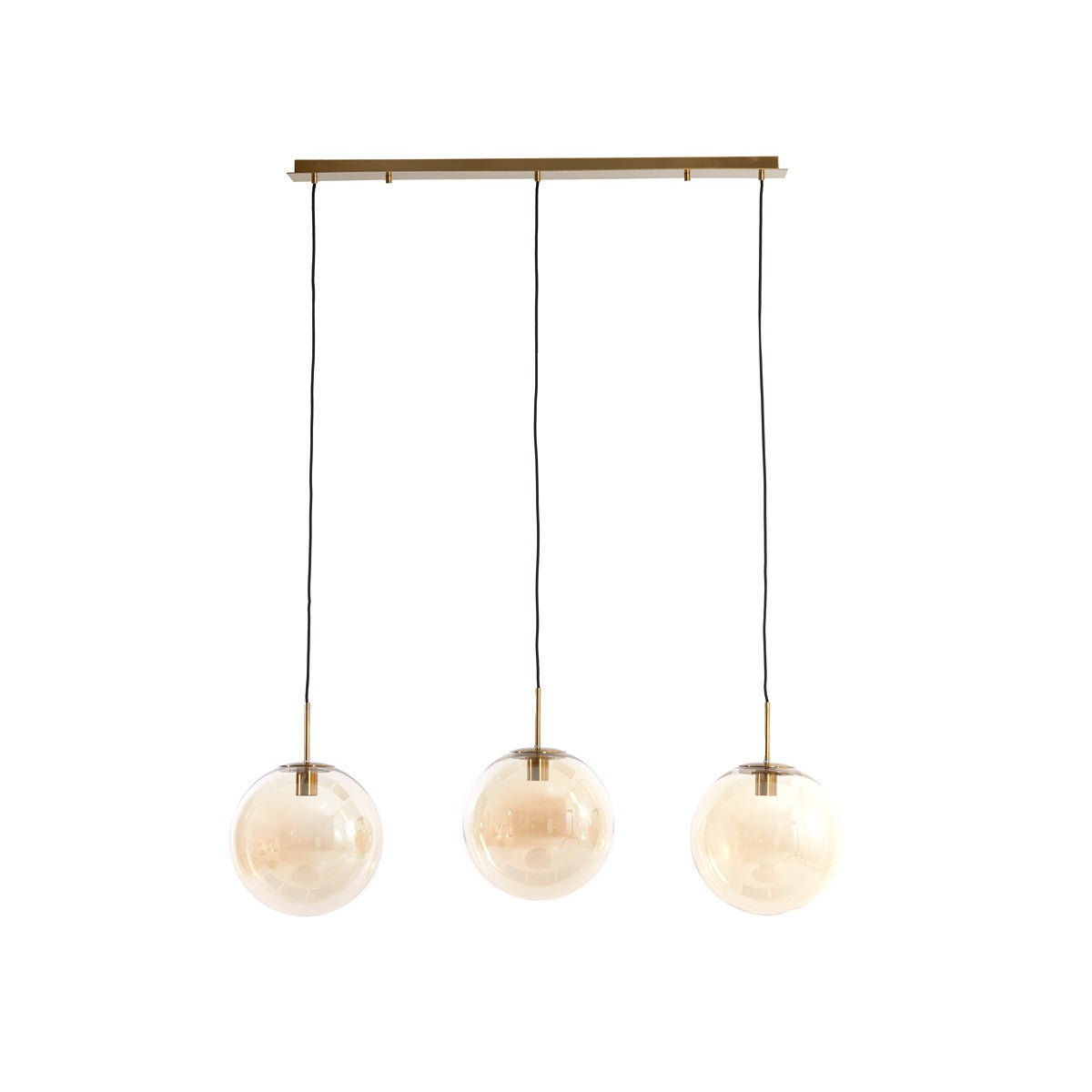 Medina 3 Light Pendant Light - Amber & Gold