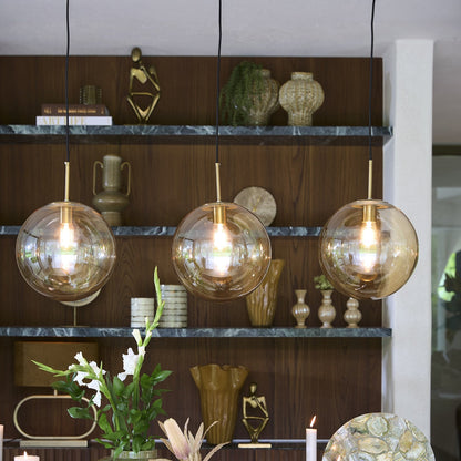 Medina 3 Light Pendant Light - Amber & Gold