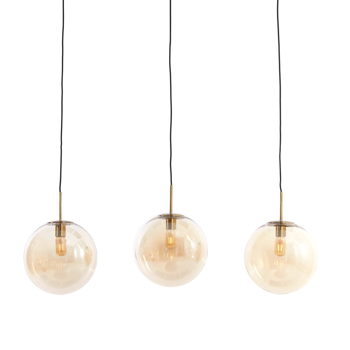 Medina 3 Light Pendant Light - Amber & Gold