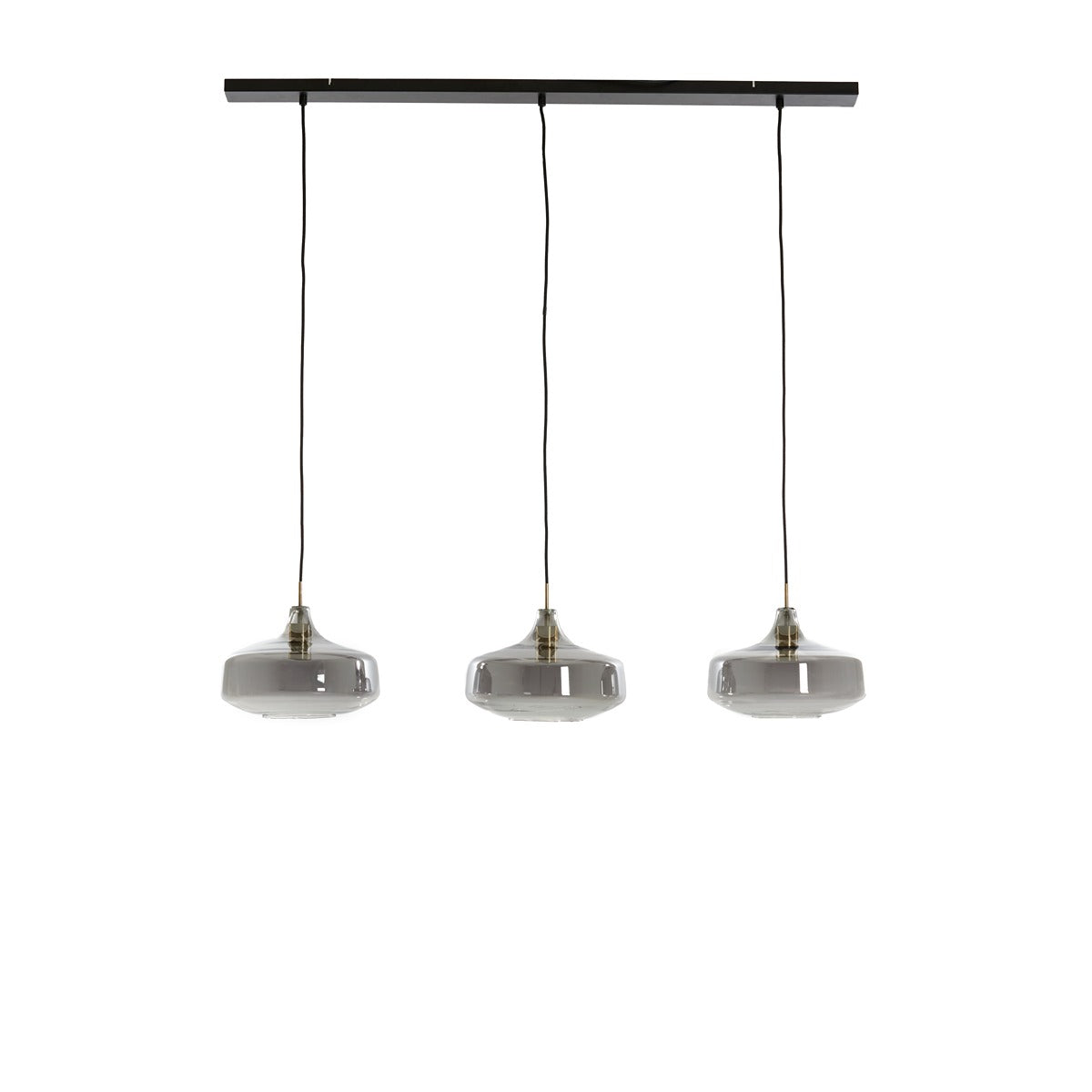 Solna 3 Light Pendant Light - Antique Bronze & Smoked Glass