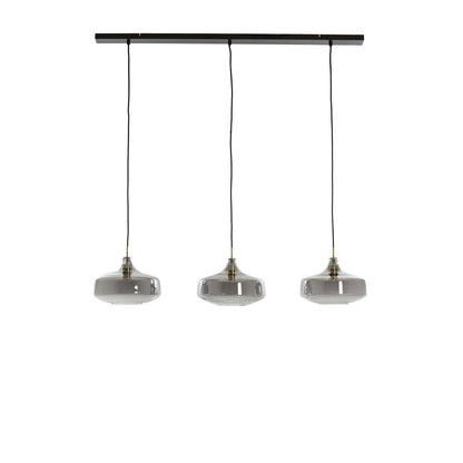Solna 3 Light Pendant Light - Antique Bronze & Smoked Glass
