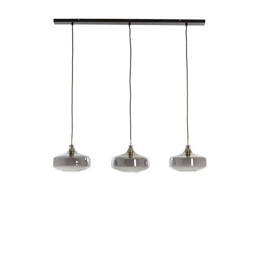 Solna 3 Light Pendant Light - Antique Bronze & Smoked Glass