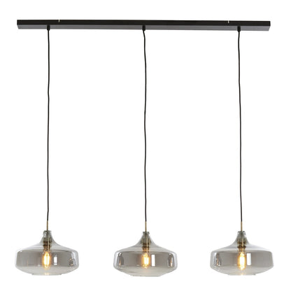 Solna 3 Light Pendant Light - Antique Bronze & Smoked Glass