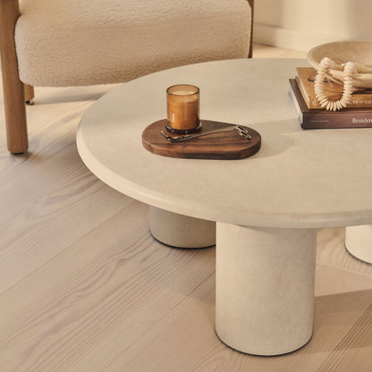 Alina - Concrete Round Large Wooden Coffee Table