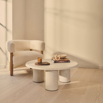 Alina - Concrete Round Large Wooden Coffee Table