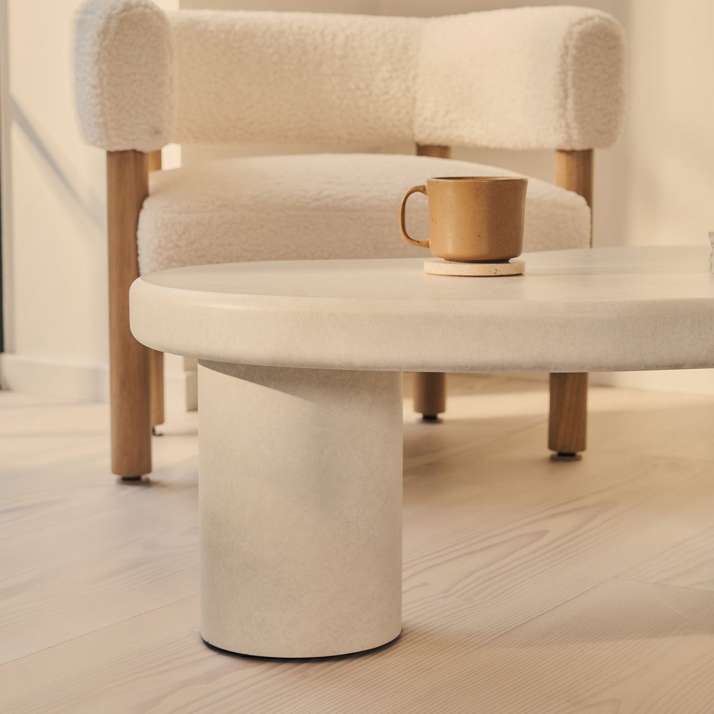 Savanna - Large Concrete Irregular Wooden Coffee Table