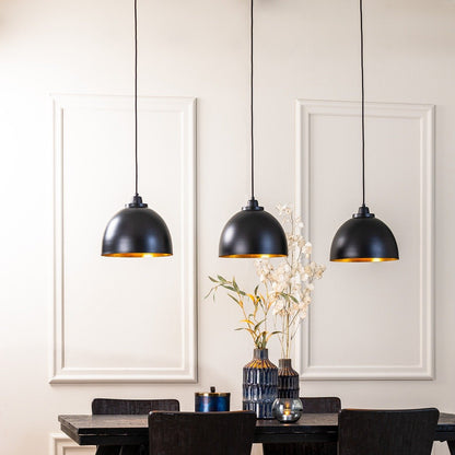 Kylie 3 Light Pendant Light - Black & Gold