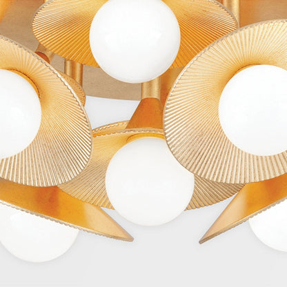 9 Light Semi Flush - Vintage Gold Leaf
