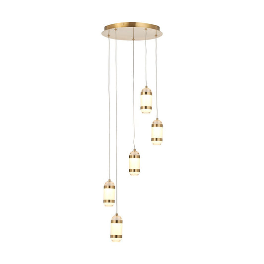 Alondra LED Multi Drop Pendant Light - Gold Metal & White Glass  | Outlet