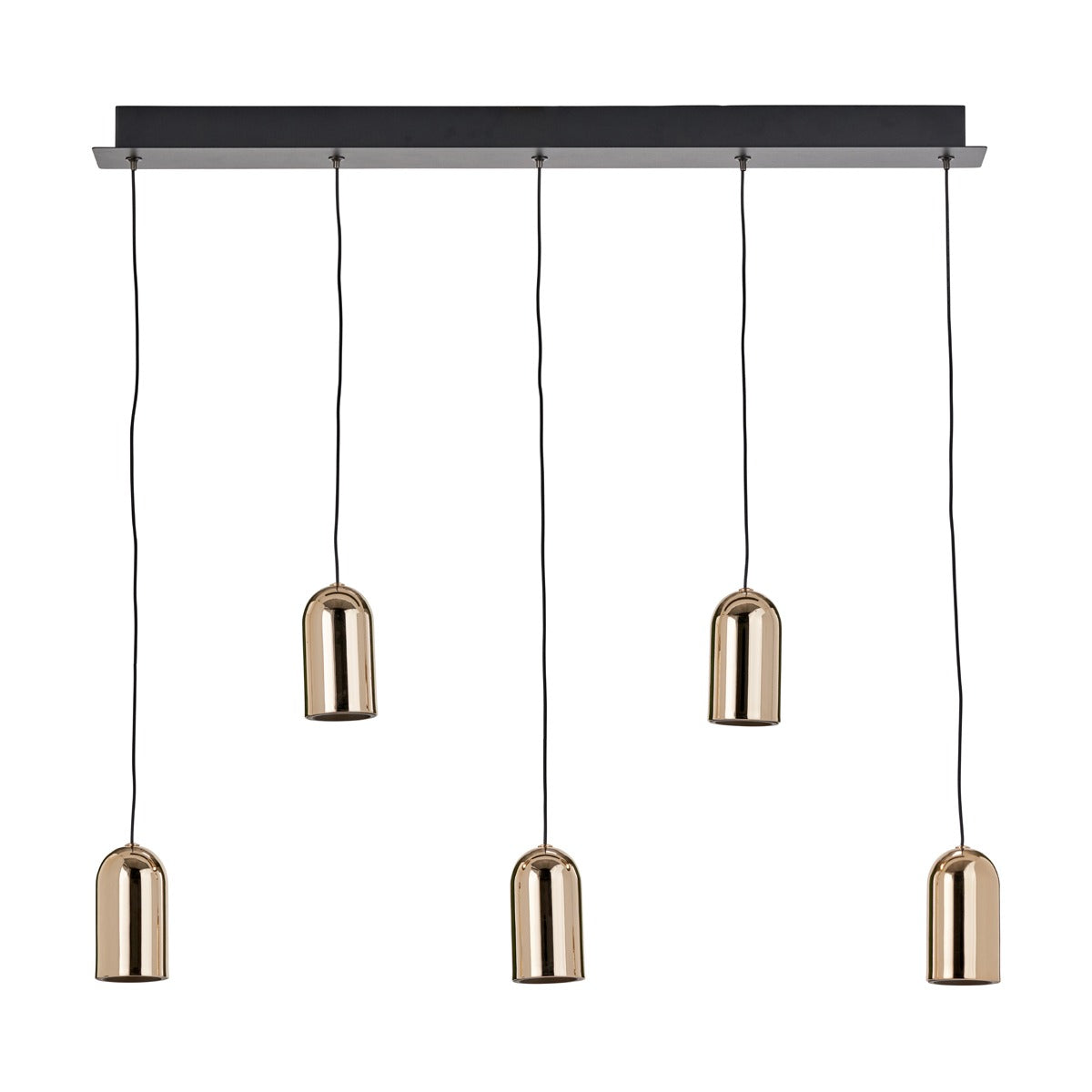 Xena Metal 5 Drop LED Pendant Light - Black & Rose Gold