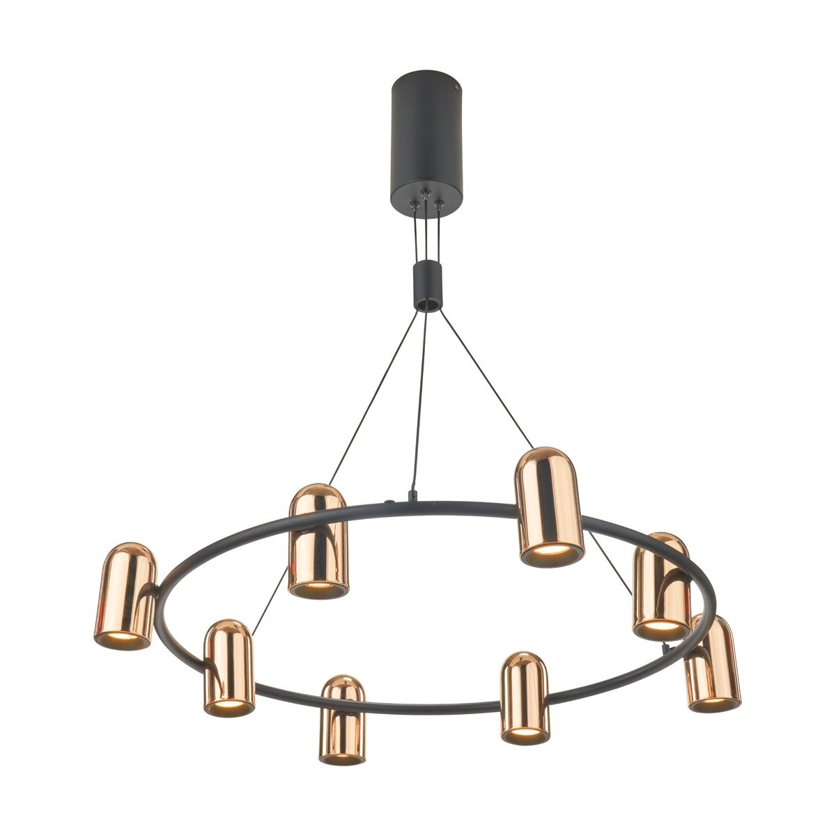 Xena Metal 8 Light LED Pendant Light - Black & Rose Gold