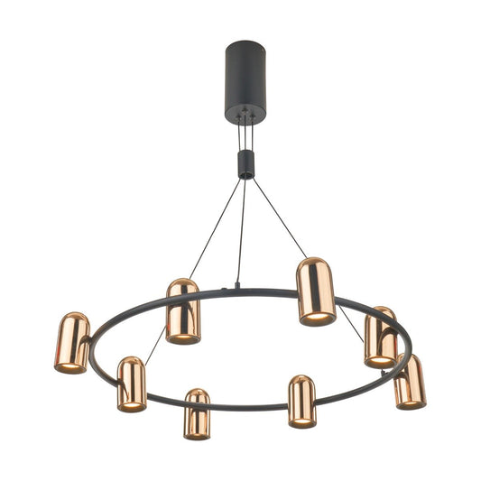 Xena Metal 8 Light LED Pendant Light - Black & Rose Gold