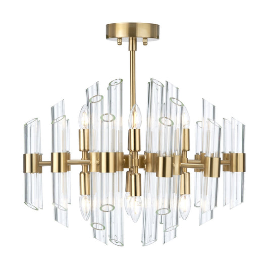 Brielle 12 Light Pendant Light - Clear Glass & Antique Brass
