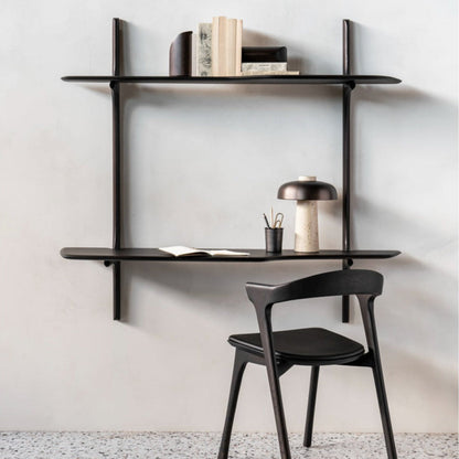 Pi Wall Mounted Desk - Dark Brown Varnished Mahogany