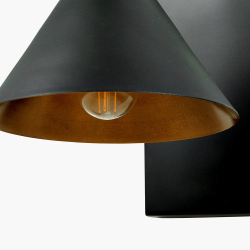 Netty Wall Lamp - Matt Black & Antique Brass